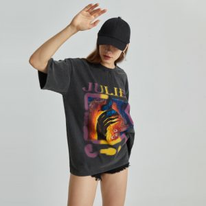 Custom Women's 90% Cotton Acid Wash T-shirt Vintage Style