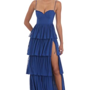 Blue Tiered Sexy Spaghetti Strap Dress