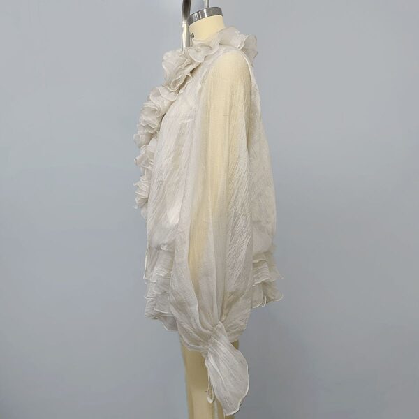 Off - White Ruffled Lantern - Sleeve Blouse - 图片 3