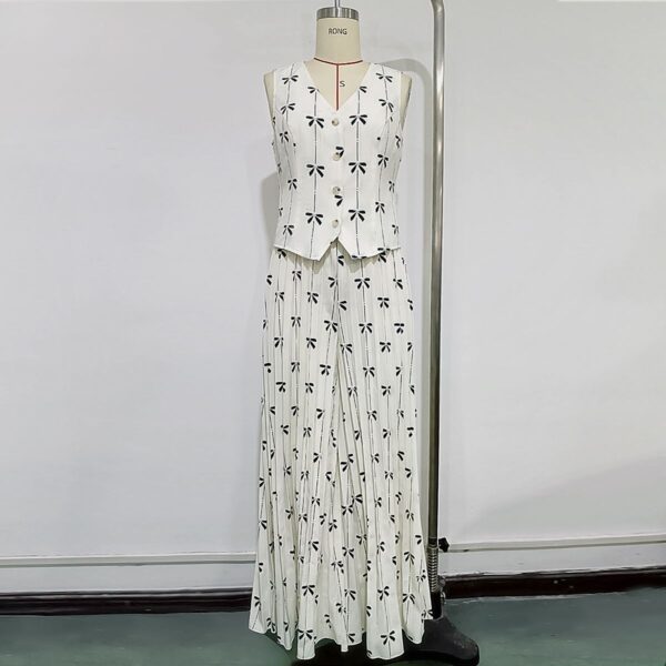 Bohemian - Style White Printed Two - piece Set (Camisole + Wide - leg Trousers) - 图片 4