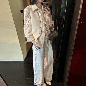 2025 Summer Luxury Chic White Vest Two-Piece Set