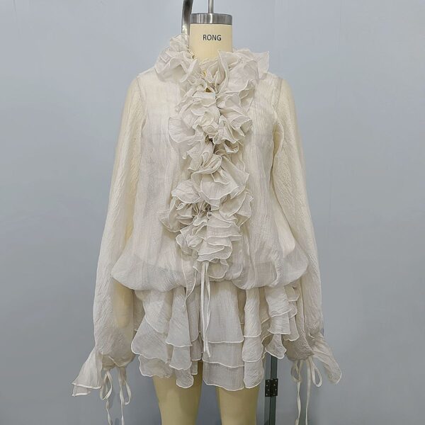 Off - White Ruffled Lantern - Sleeve Blouse - 图片 5