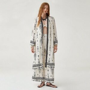Exotic - Style White Outfit with Black Patterns