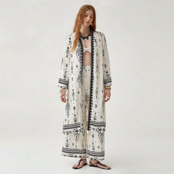 Exotic - Style White Outfit with Black Patterns